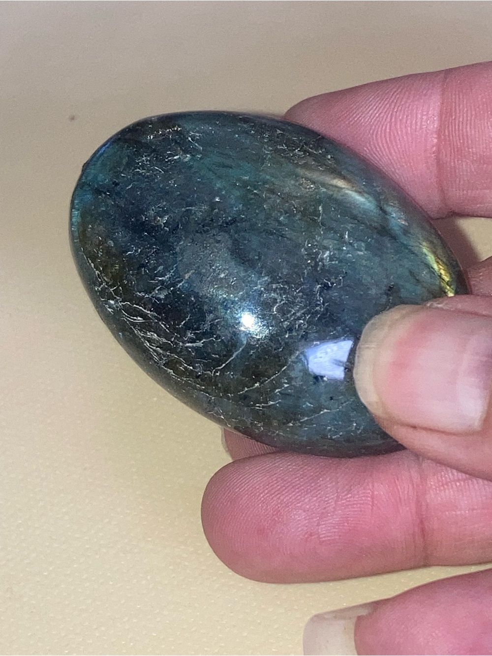 Labradorite Polished Pocket Stone - Blue-Green Sheen